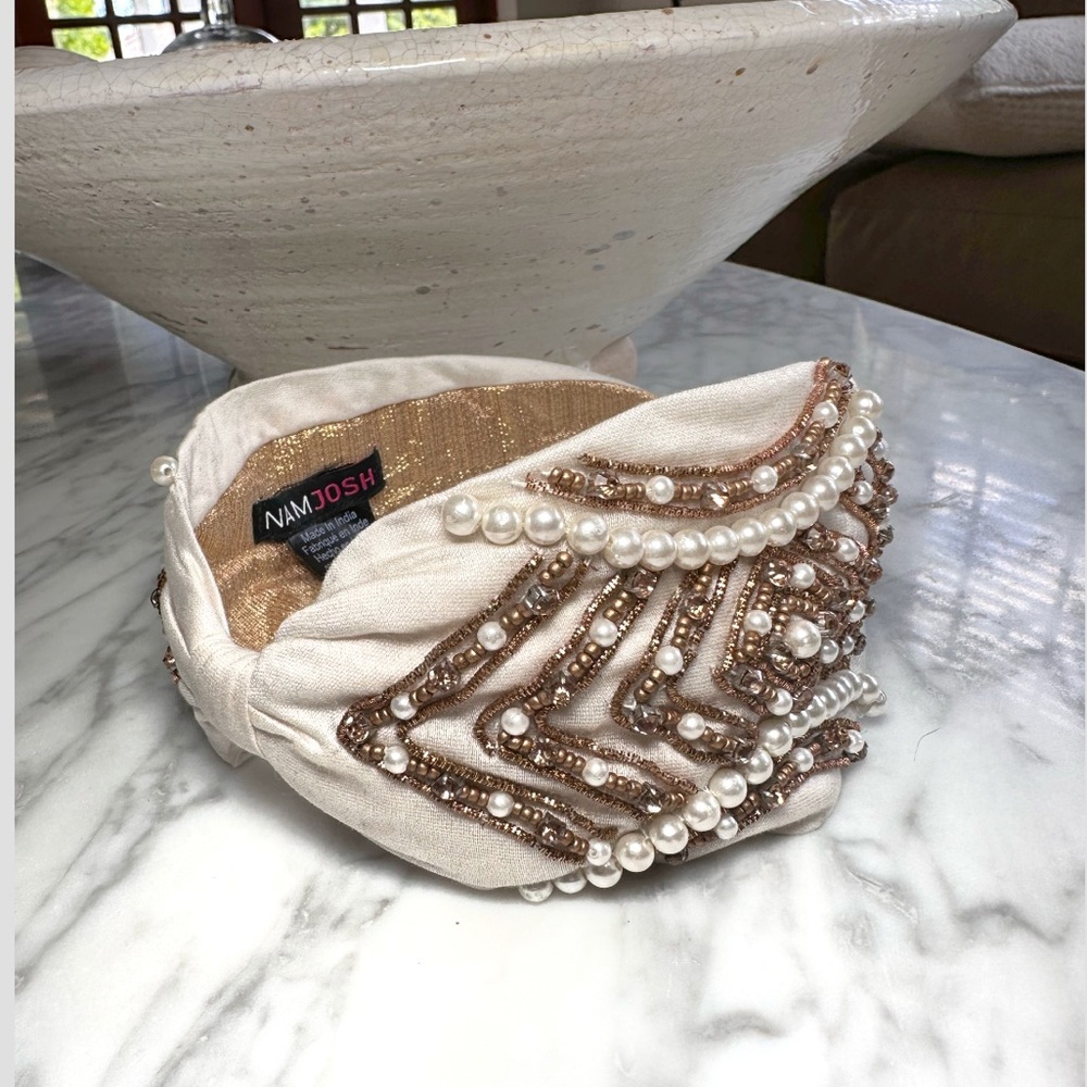 Anthropologie NamJosh Embellished pearl headband